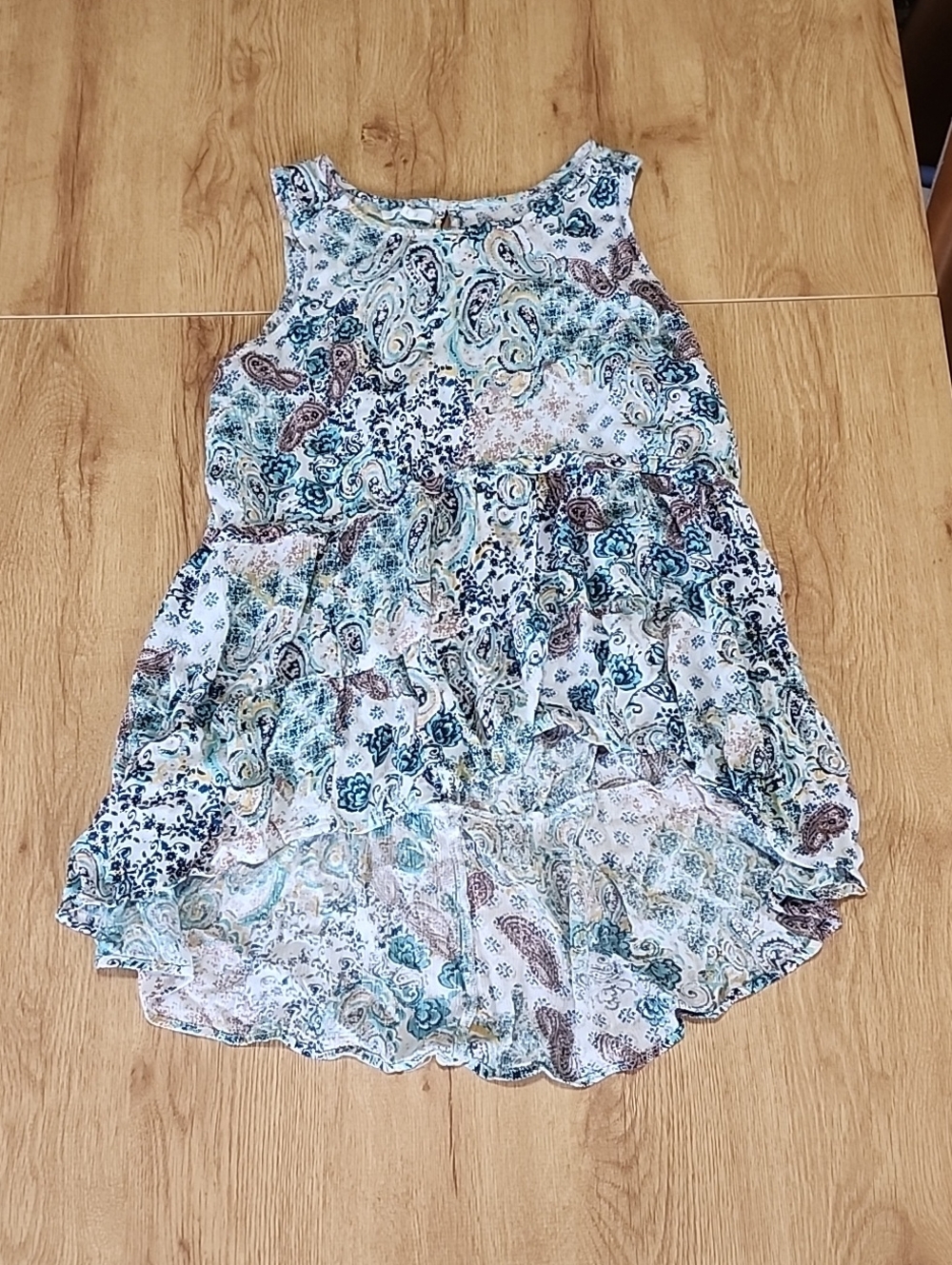 Maurices Paisley Tiered Top in Blue, Cream & Brown